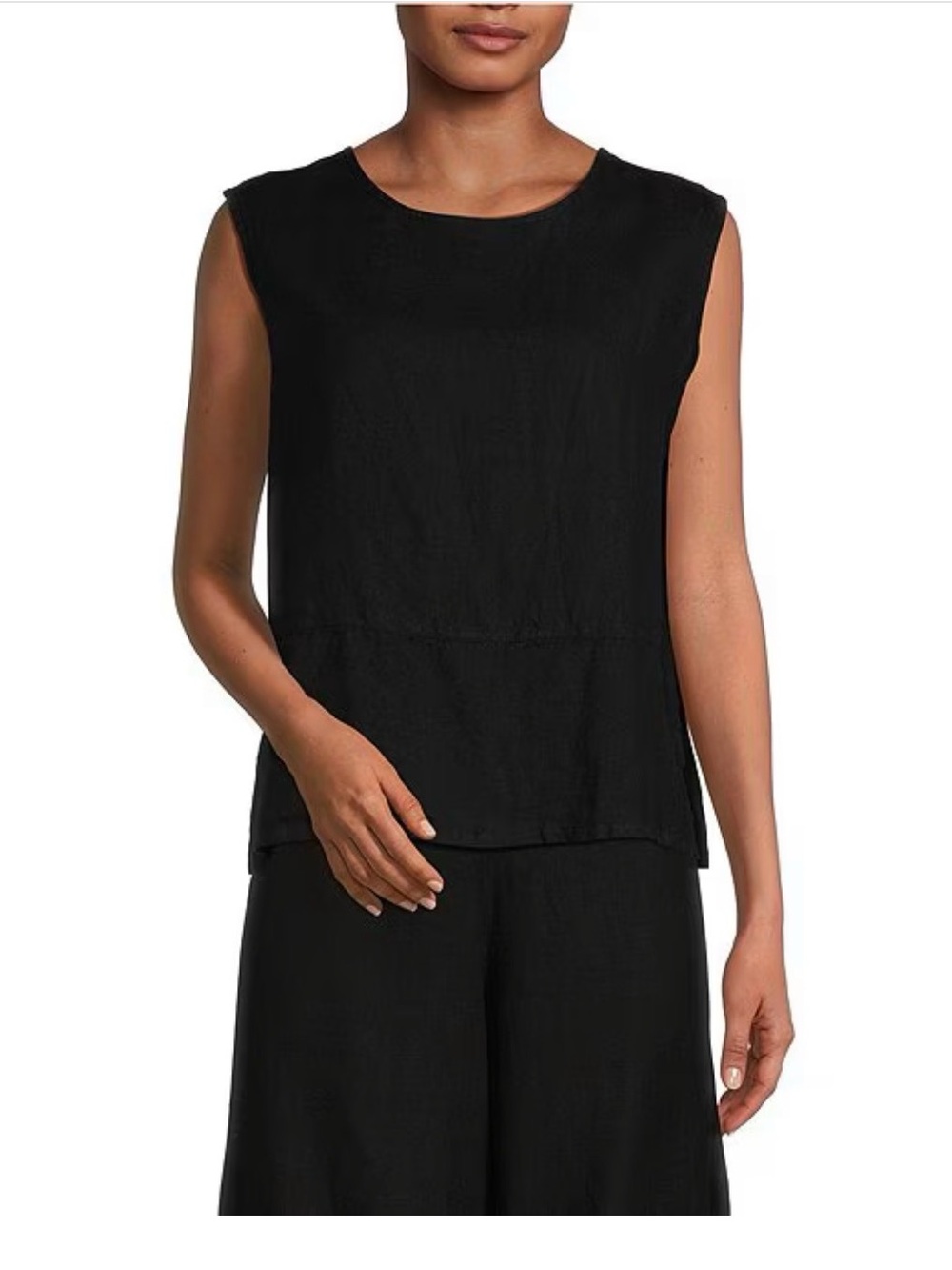 Brynn Walker Light Linen Sleeveless Coordinating Side Slit Tank